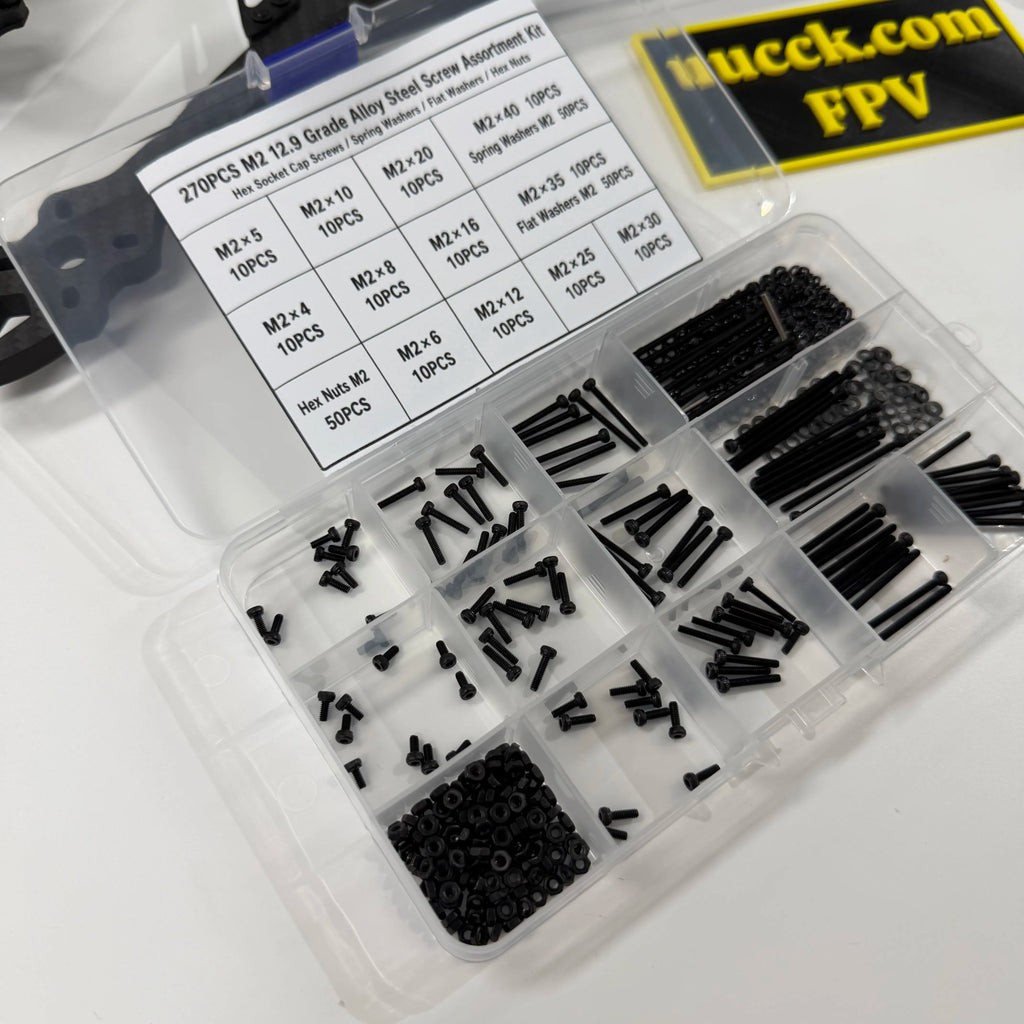 270PCS M2 12.9 Grade Alloy Steel Screw Assortment Kit — Cap Screws, Washers & Nuts