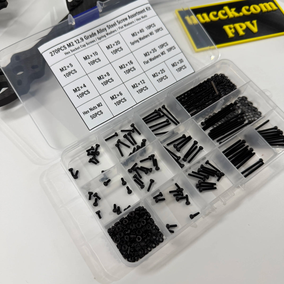 270PCS M2 12.9 Grade Alloy Steel Screw Assortment Kit — Cap Screws, Washers & Nuts
