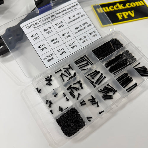 270PCS M2 12.9 Grade Alloy Steel Screw Assortment Kit — Cap Screws, Washers & Nuts