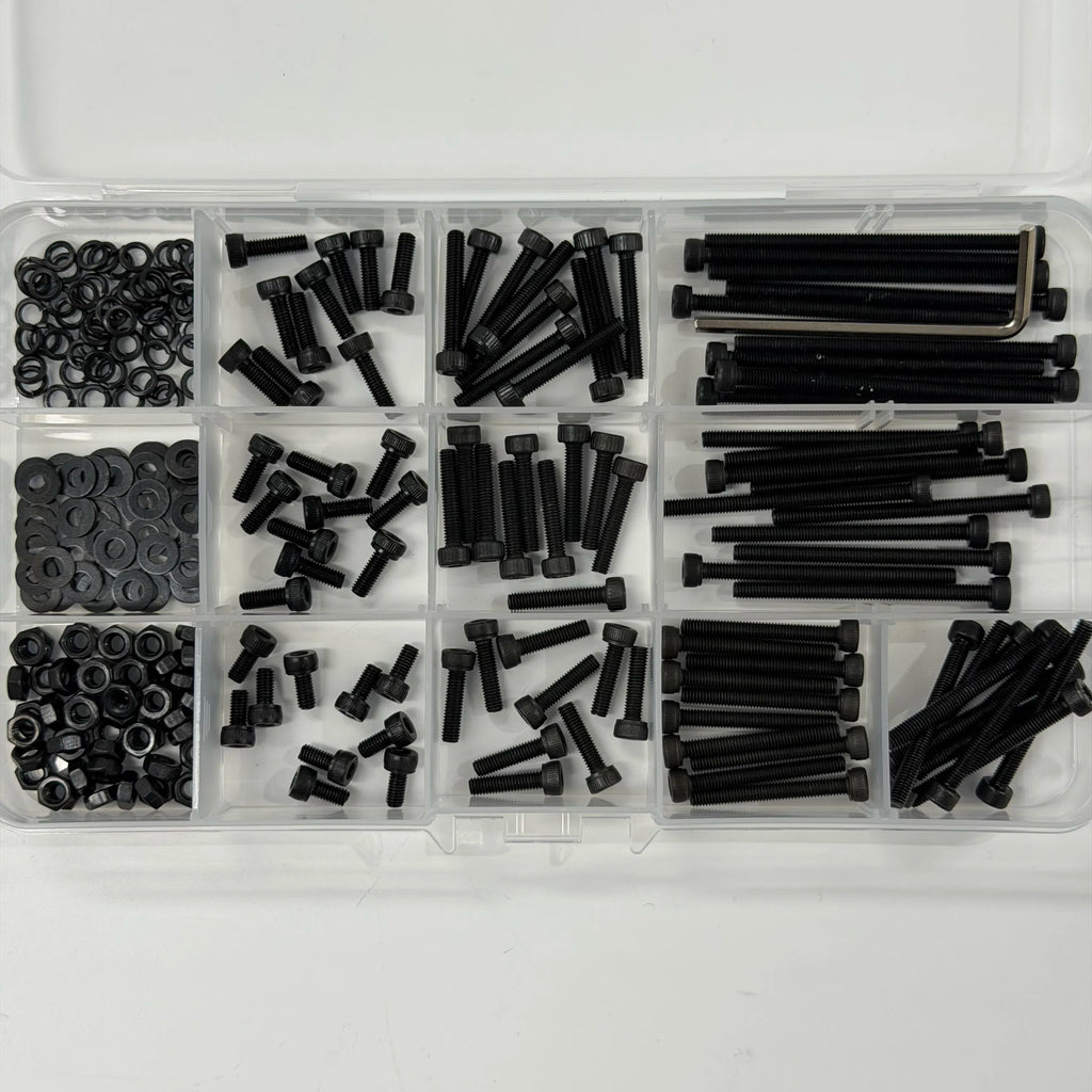 250PCS M3 12.9 Grade Alloy Steel Screw Assortment Kit — Cap Screws, Washers & Nuts
