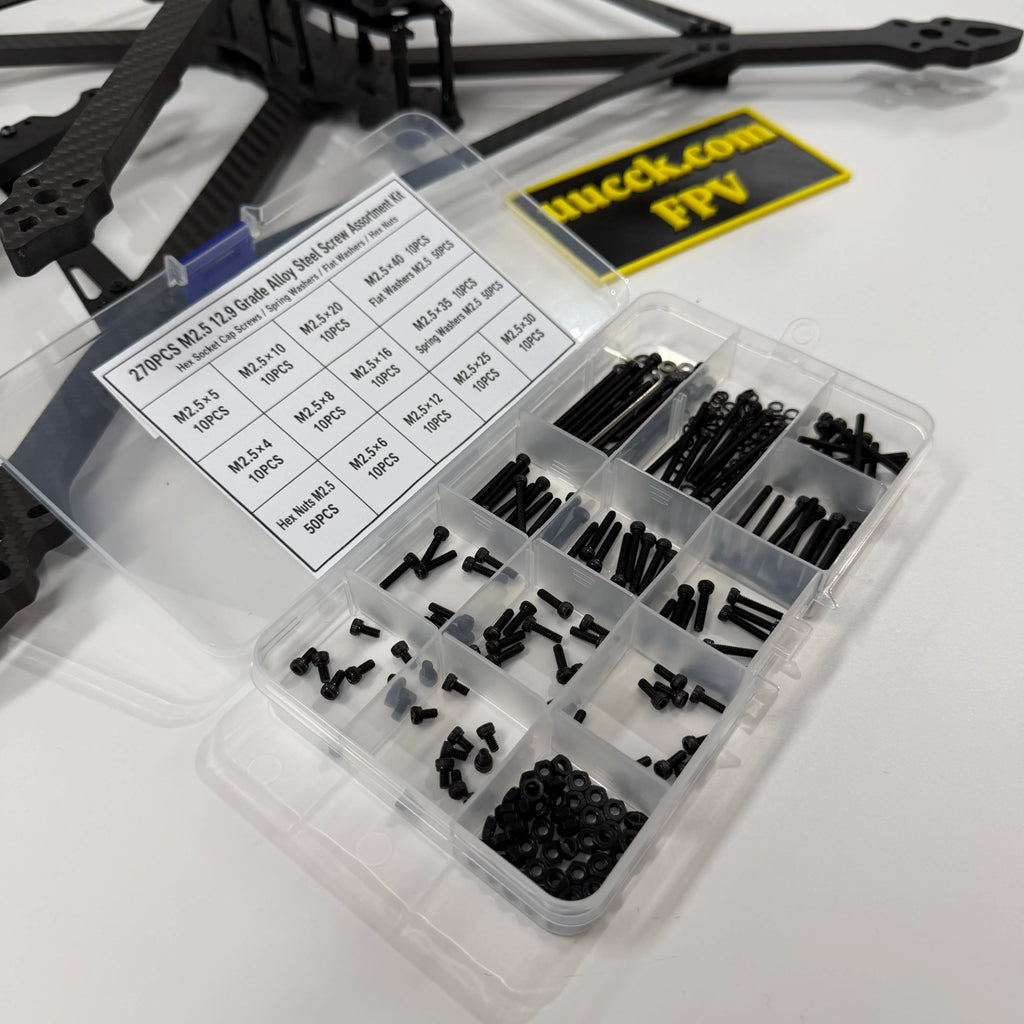 270PCS M2.5 12.9 Grade Alloy Steel Screw Assortment Kit — Cap Screws, Washers & Nuts